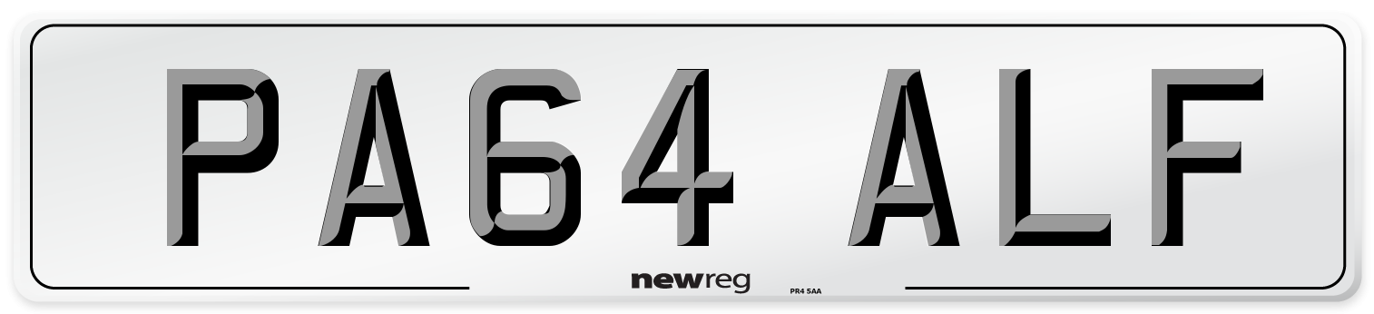 PA64 ALF Number Plate from New Reg